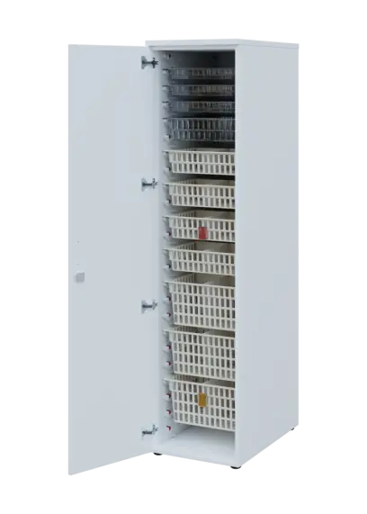 EUROMEDICA D - 46 skříň léková boxová, 1-dveřová, levá, 1950x460x735, korpus bílý, dvířka bílá